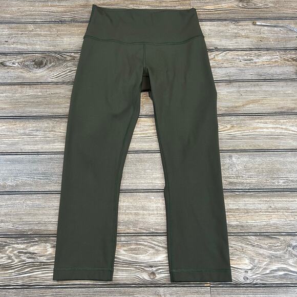Lululemon Wunder Under Crop Hi-Rise 21" - Dark Olive, Sz 6 - Picture 3 of 4